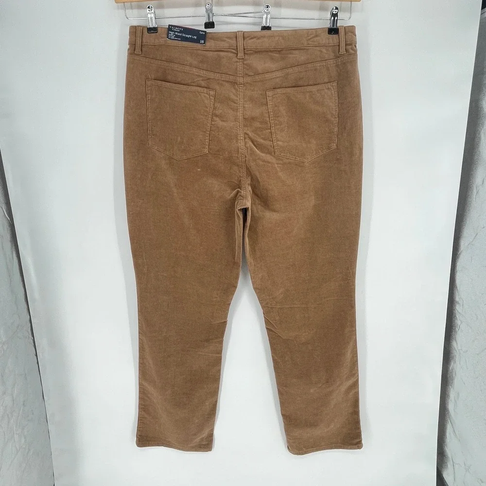 NWT Talbots Slimming Corduroy Pants‎ Camel High Waist Straight Leg 18 Preppy